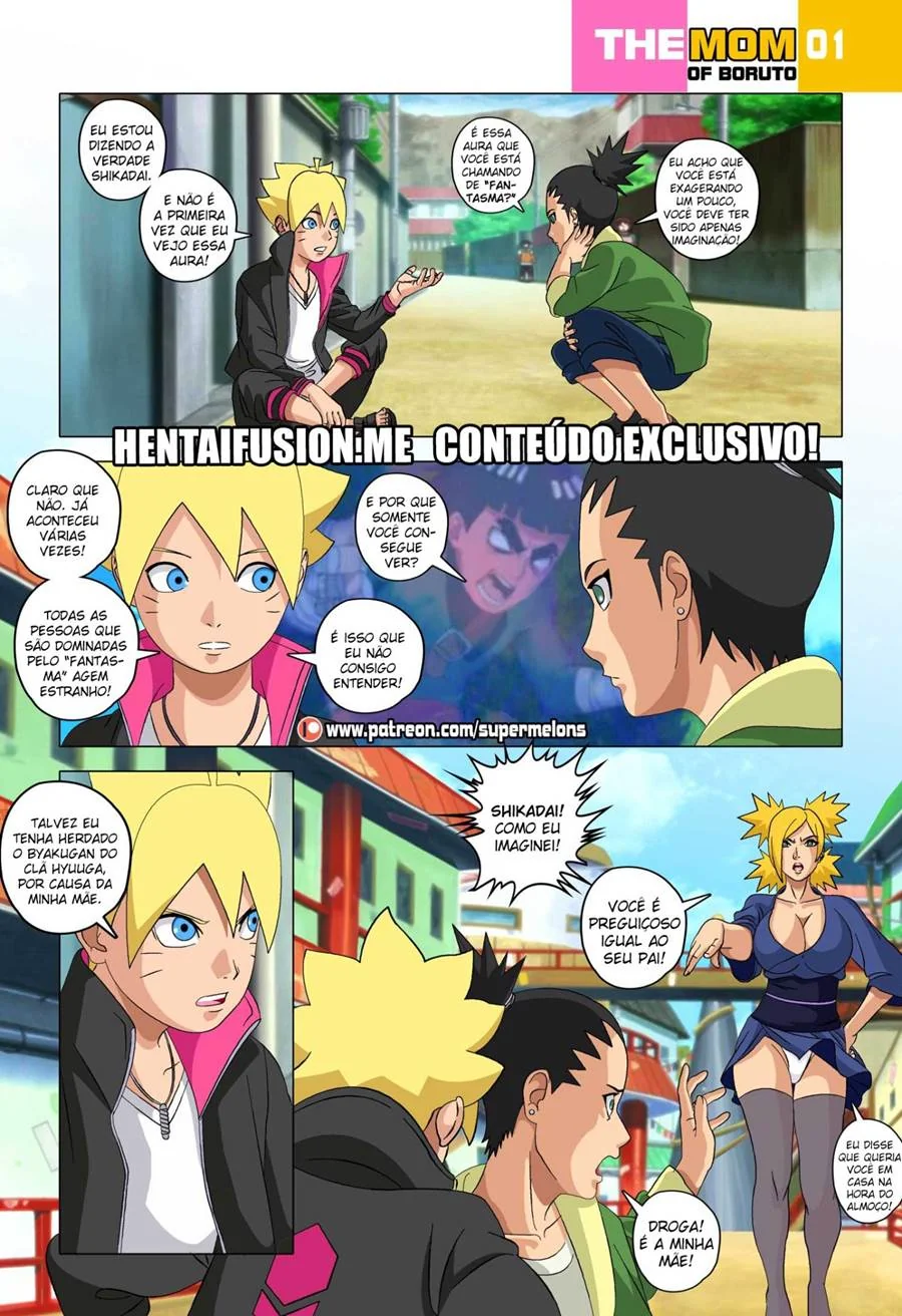 Os peitões da mamãe Hinata: Boruto seduzindo a milf vadia em HQ BR