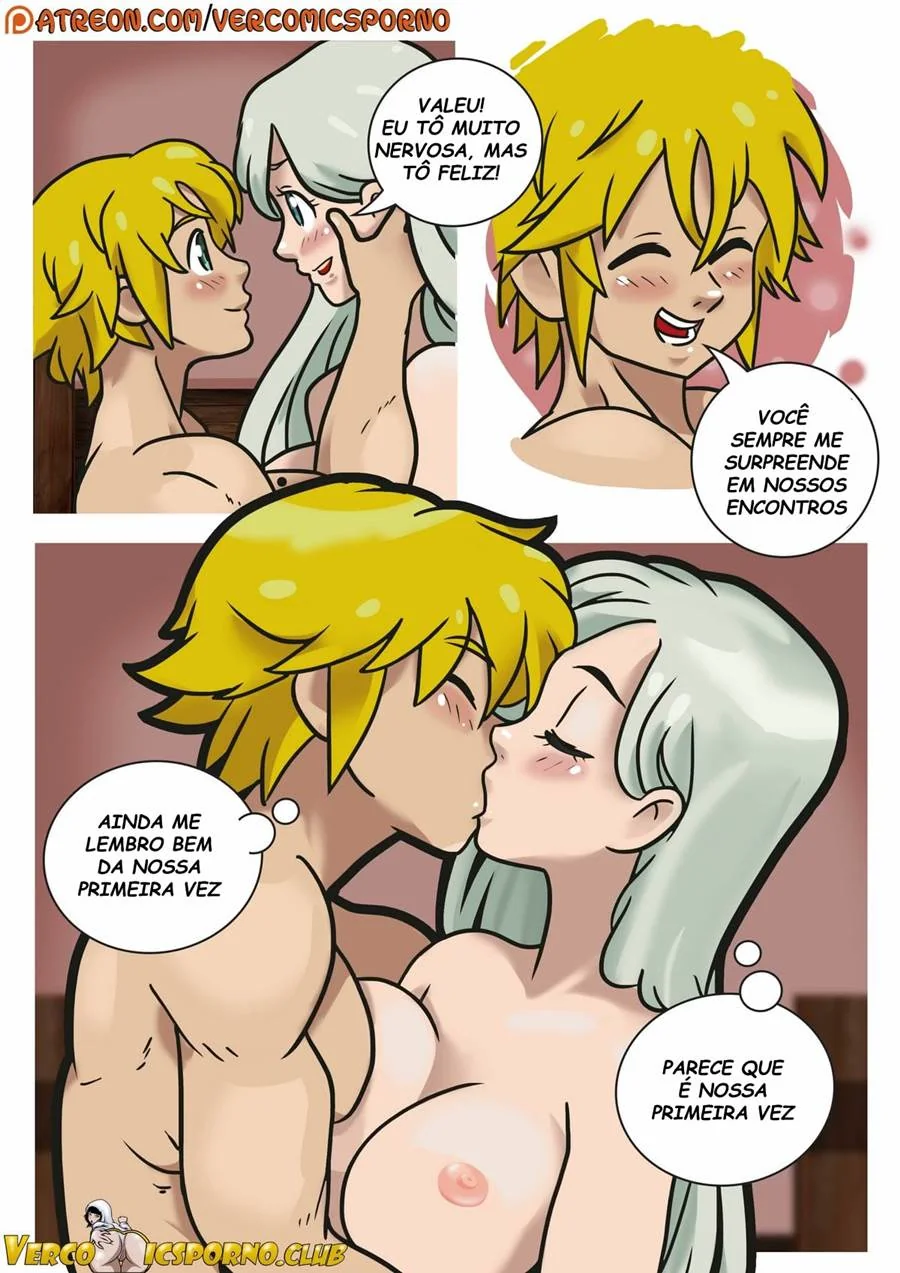 Elizabeth dando o cuzinho para Meliodas em Nanatsu no Taizai Hentai HQ Brasileiro