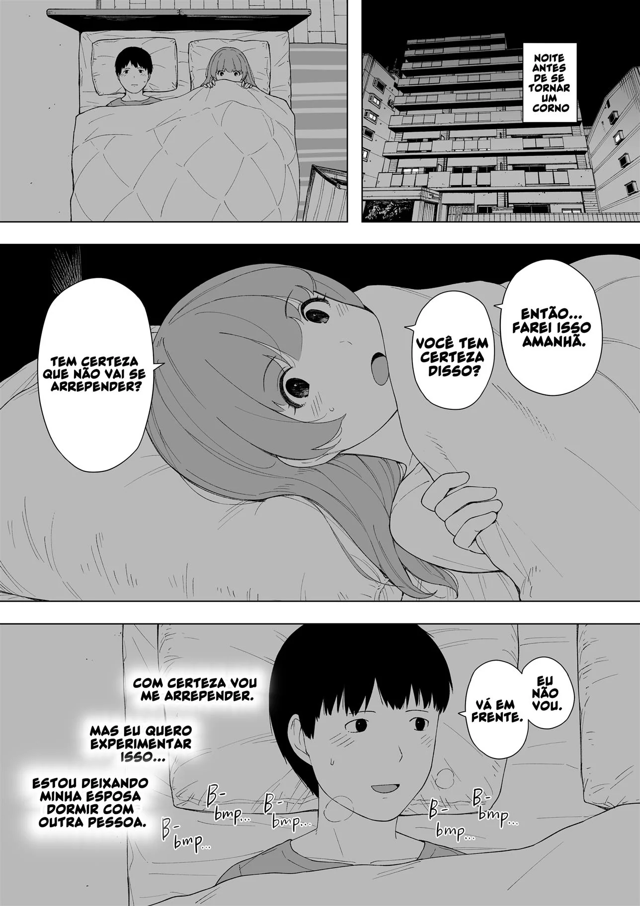 Piranha dividida: Compartilhando a buceta da esposa em hentai HQ brasileiro