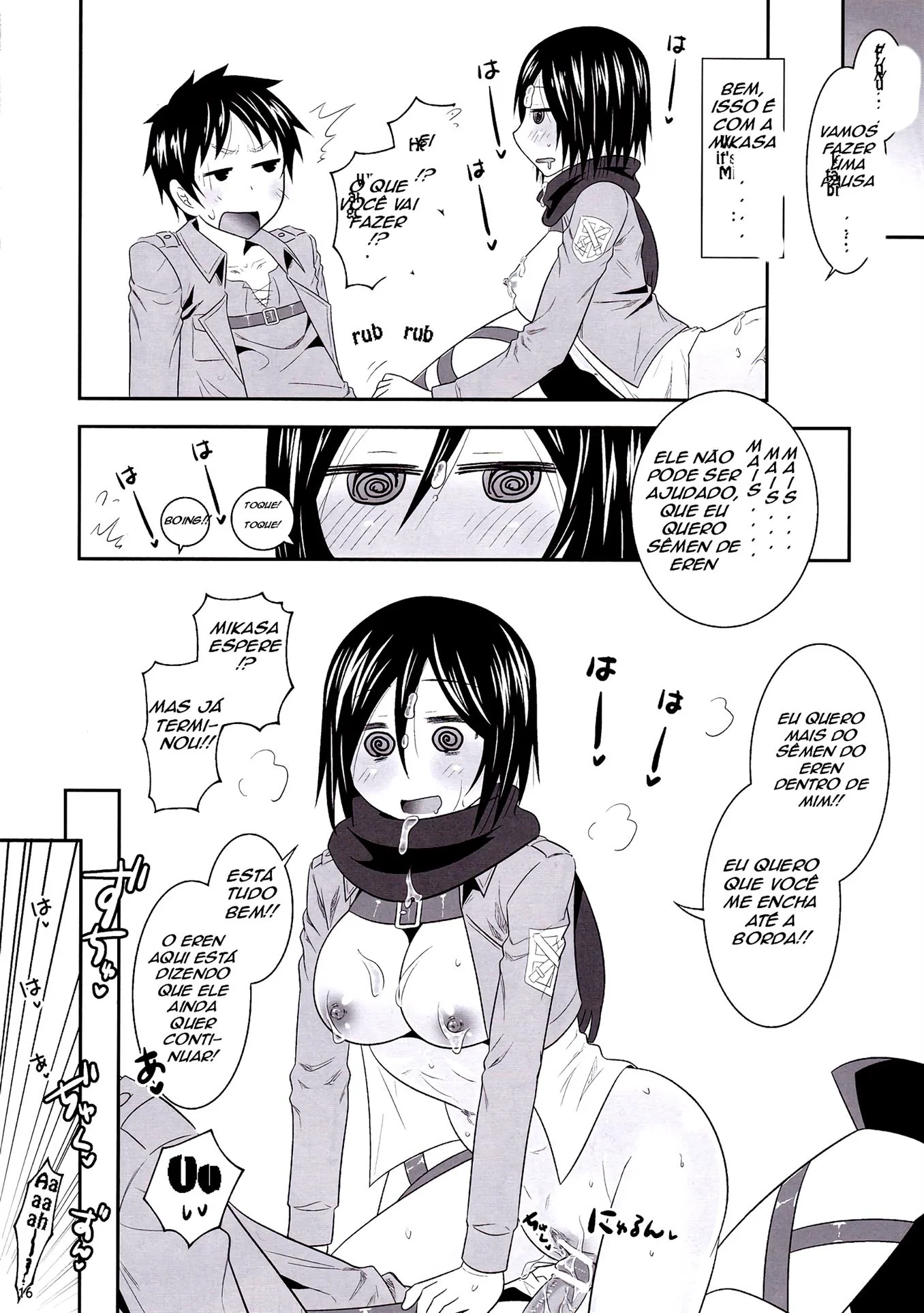 Mikasa piranha seduzindo Eren em hentai HQ Brasileiro