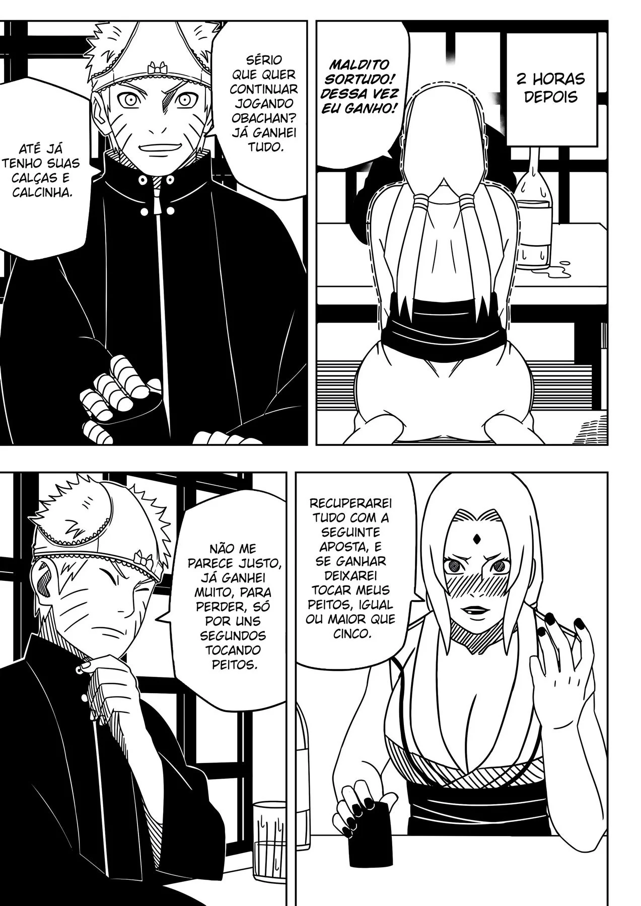 Tsunade perde aposta e acaba tendo sua buceta arrombada pelo Naruto em HQ Brasileiro de Hentai