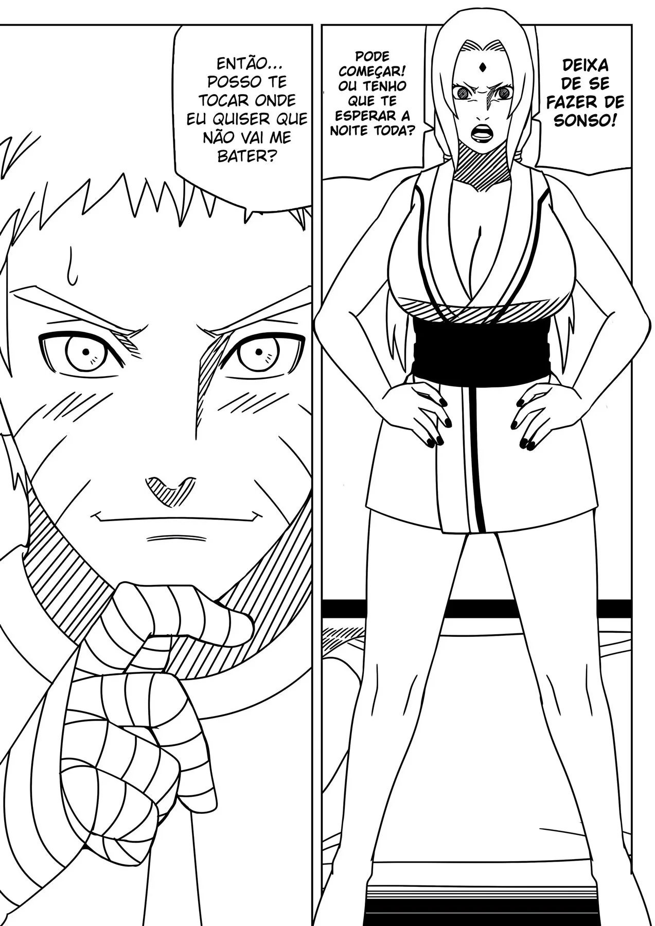 Tsunade perde aposta e acaba tendo sua buceta arrombada pelo Naruto em HQ Brasileiro de Hentai
