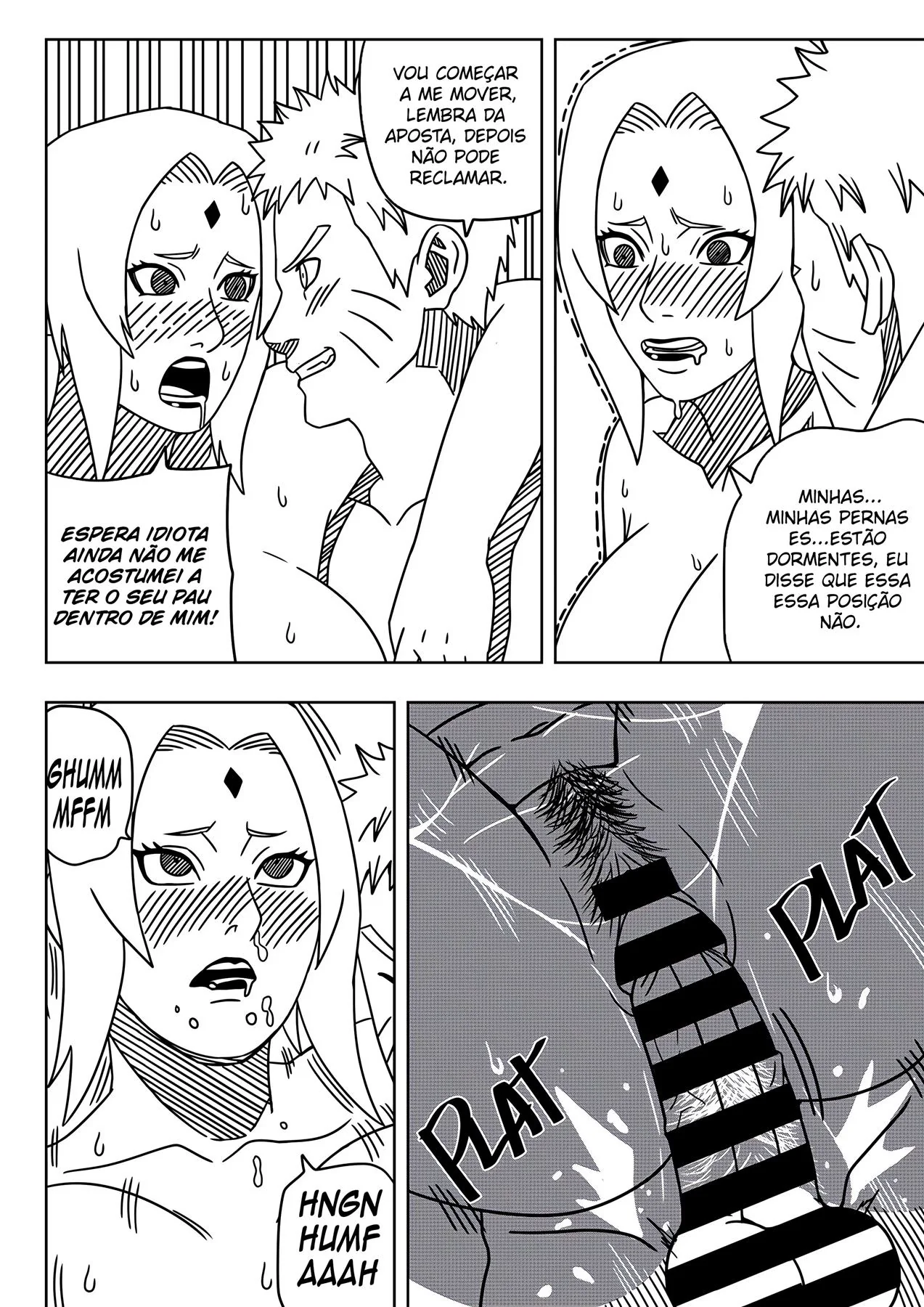 Tsunade perde aposta e acaba tendo sua buceta arrombada pelo Naruto em HQ Brasileiro de Hentai