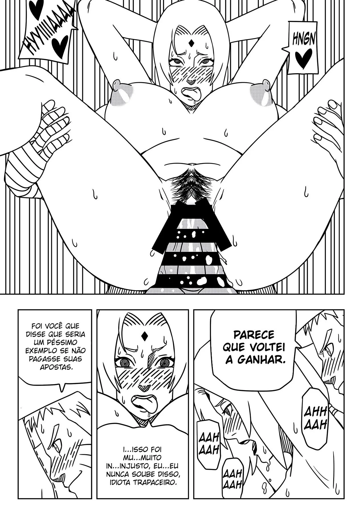 Tsunade perde aposta e acaba tendo sua buceta arrombada pelo Naruto em HQ Brasileiro de Hentai