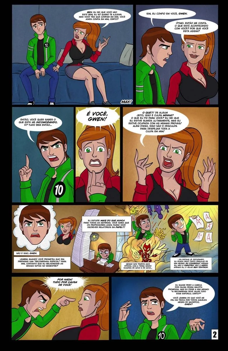 Ben é recompensado com a buceta da piranha da Gwen em hentai HQ Brasileiro