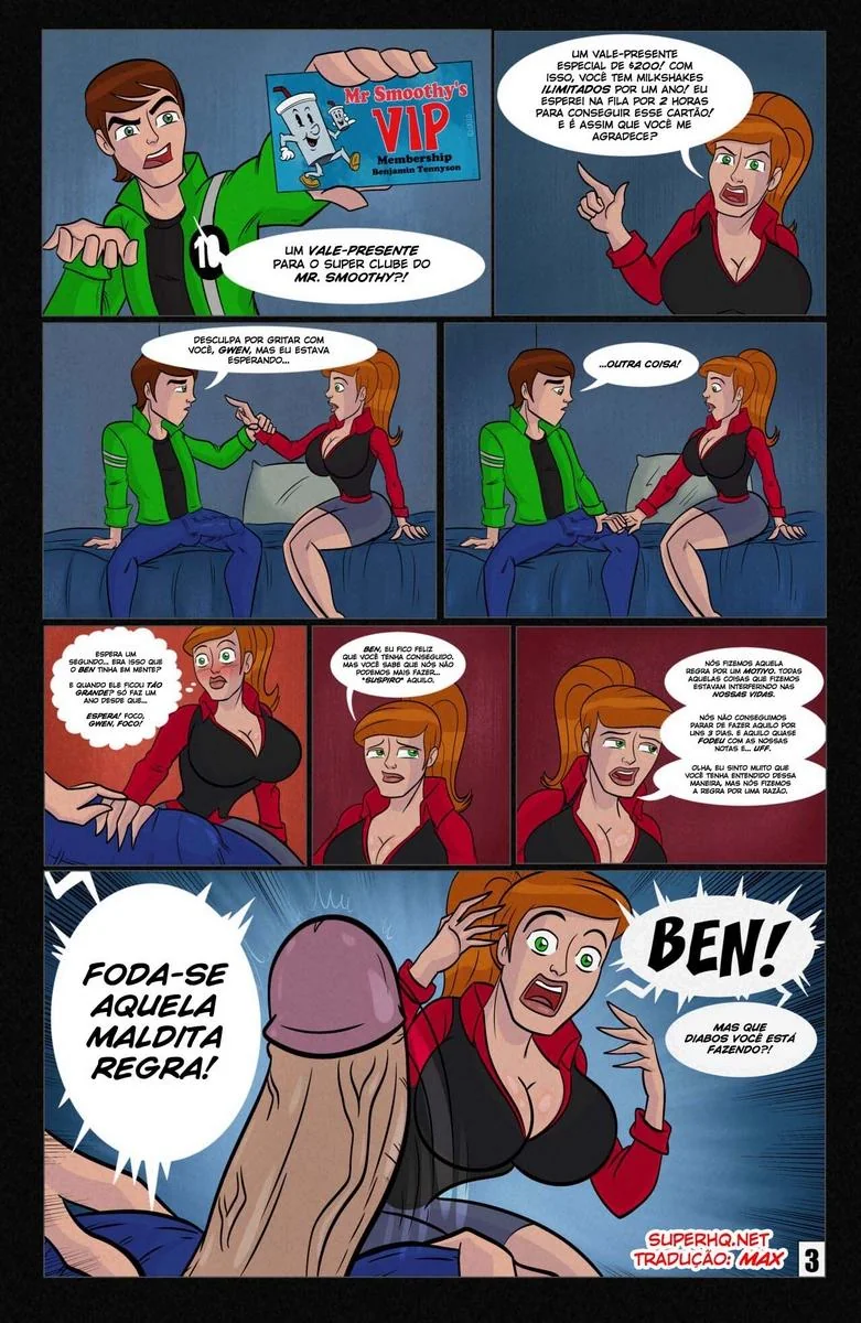 Ben é recompensado com a buceta da piranha da Gwen em hentai HQ Brasileiro