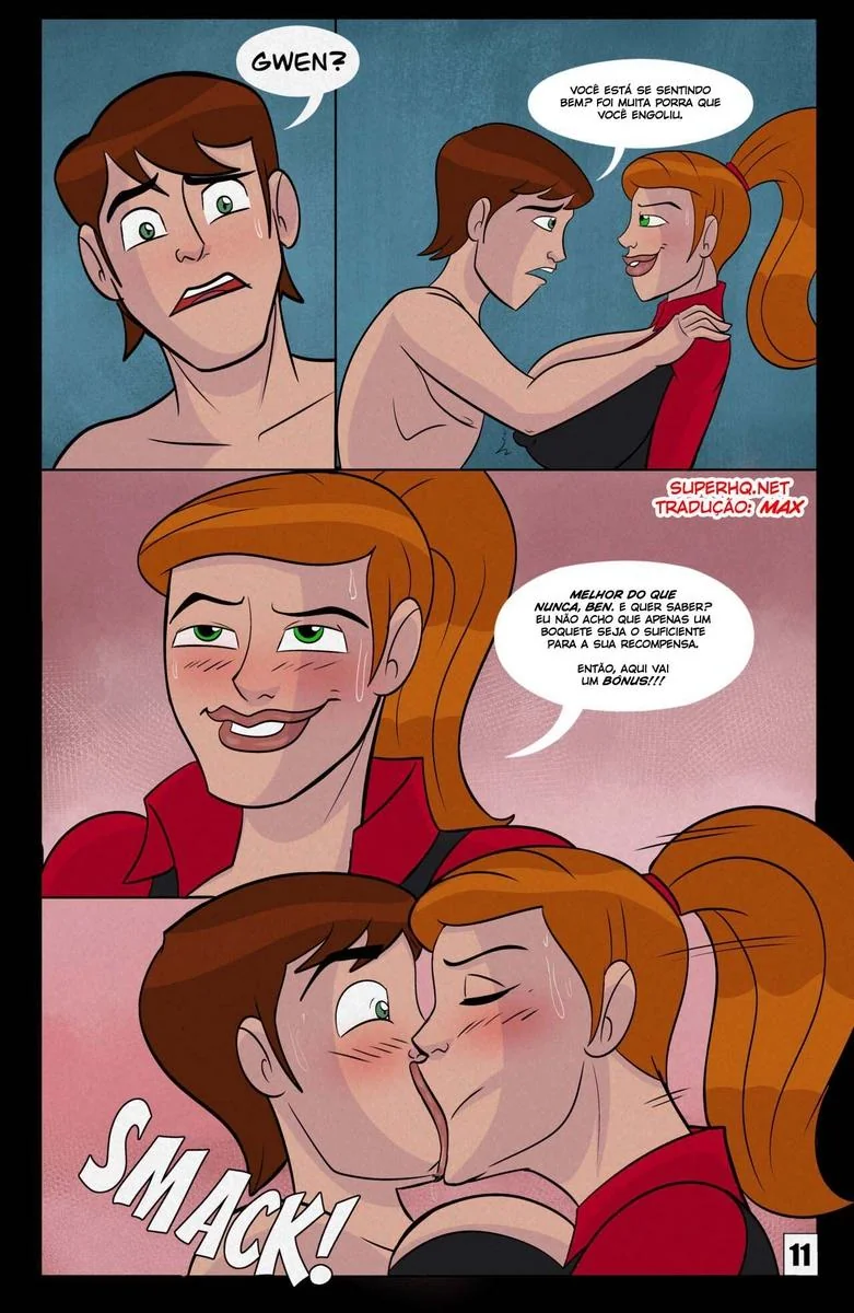 Ben é recompensado com a buceta da piranha da Gwen em hentai HQ Brasileiro