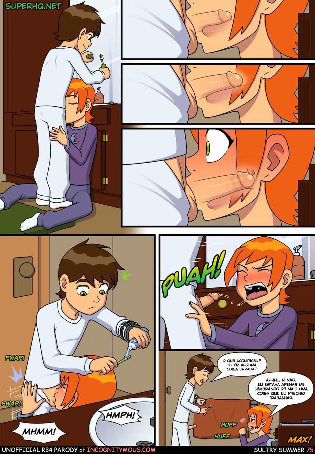 Ben 10 Hentai: Verão Abafado VL.1 – Gwen Sedenta por Pica do Irmão em HQ Brasileiro