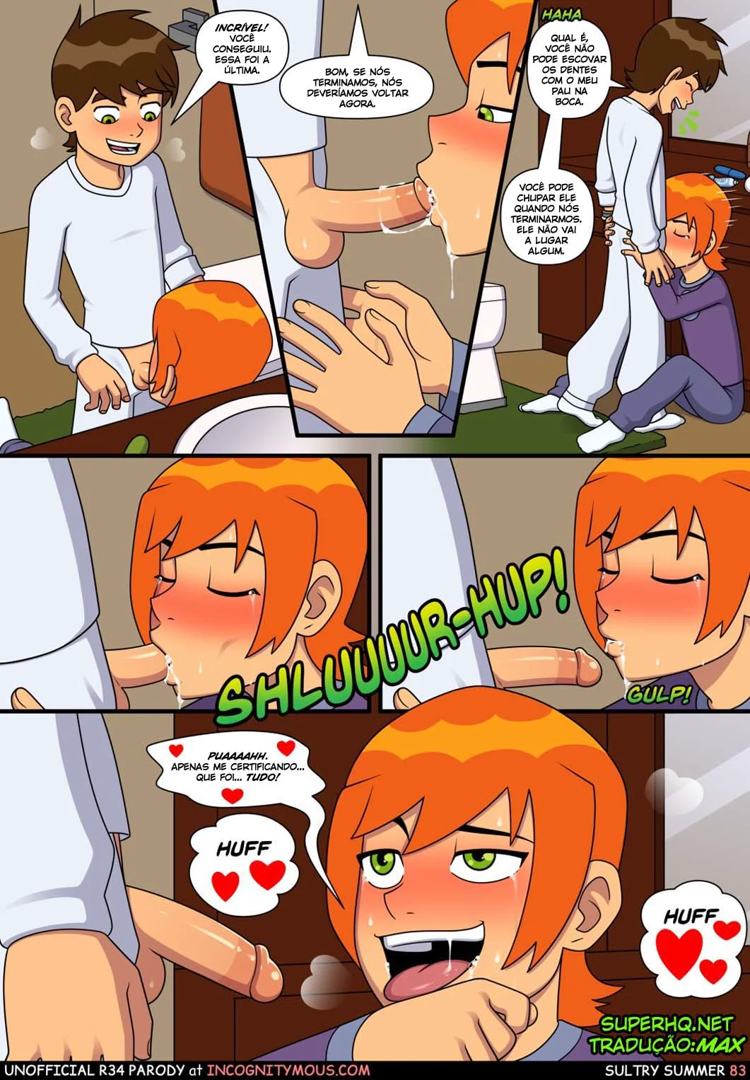 Ben 10 Hentai: Verão Abafado VL.1 – Gwen Sedenta por Pica do Irmão em HQ Brasileiro