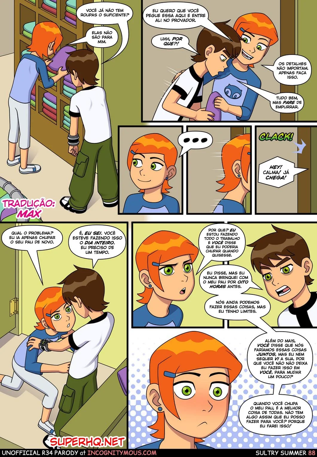 Ben 10 Hentai: Verão Abafado VL.1 – Gwen Sedenta por Pica do Irmão em HQ Brasileiro