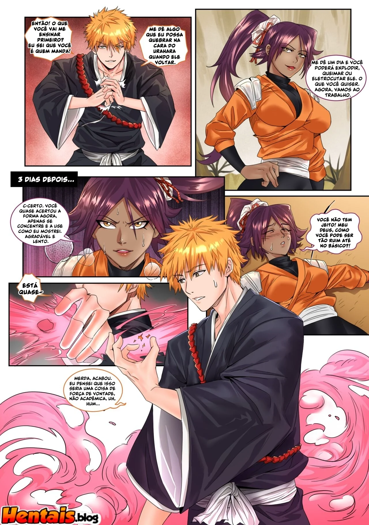 Bleach Hentai: Lição de Florescimento – Piranha da Buceta Gulosa Encara Rola Gigante em HQ Brasileiro
