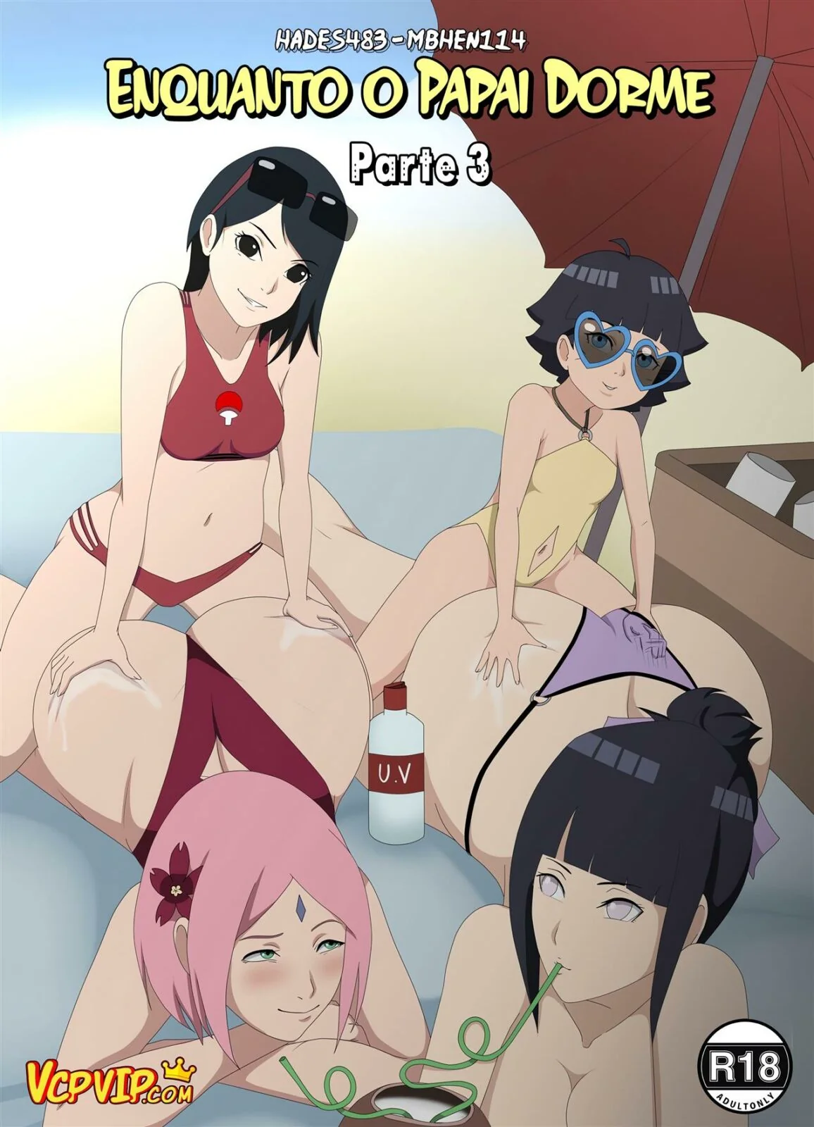 A Piranha da Hinata se Delicia na Buceta da Himawari em Hentai HQ Brasileiro