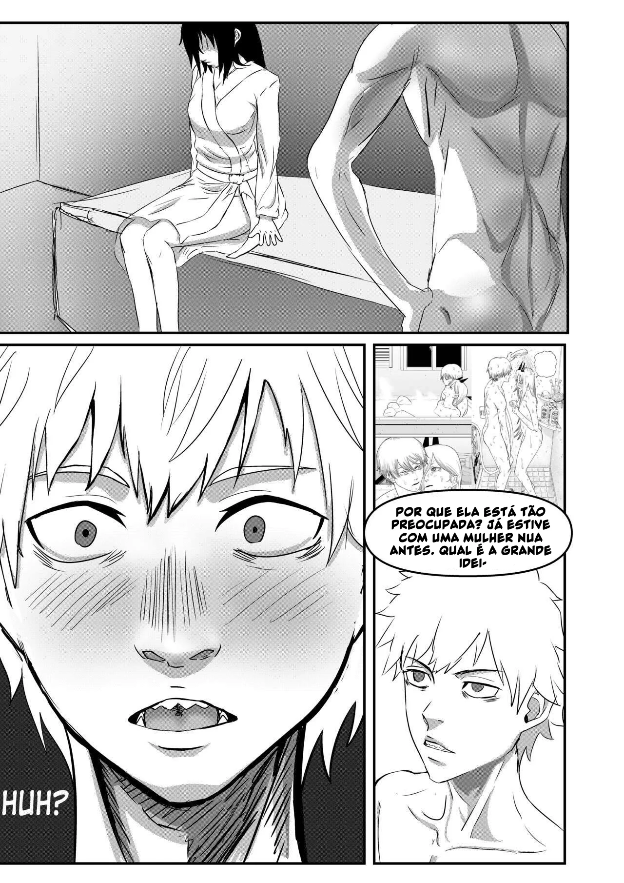 Chainsaw Man: Acasalamento Com Motosserra – Piranha Se Assusta Com a Rola Enorme do Denji em HQ Brasileiro