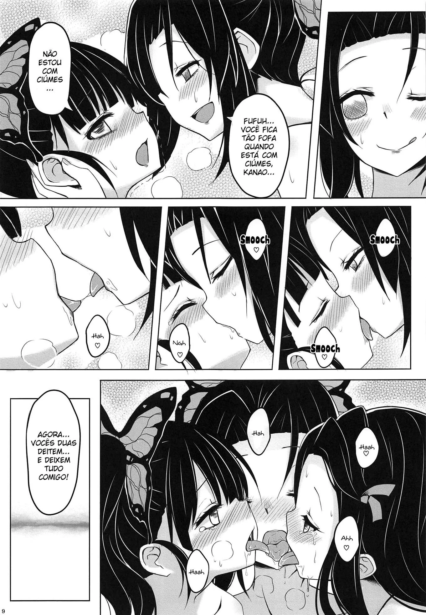 Nezuko Piranha Fode Com Rolas de Shinobu e Kanao em Hentai HQ Brasileiro