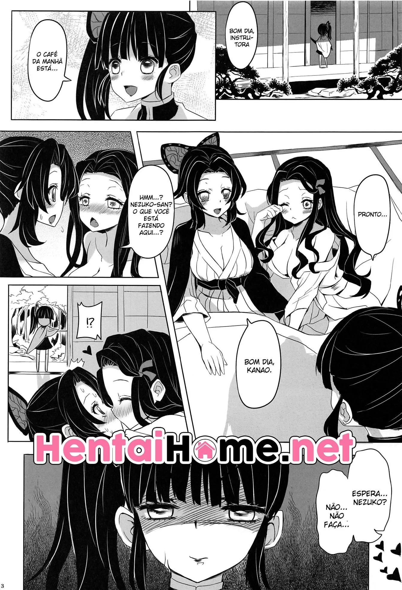 Nezuko Piranha Fode Com Rolas de Shinobu e Kanao em Hentai HQ Brasileiro