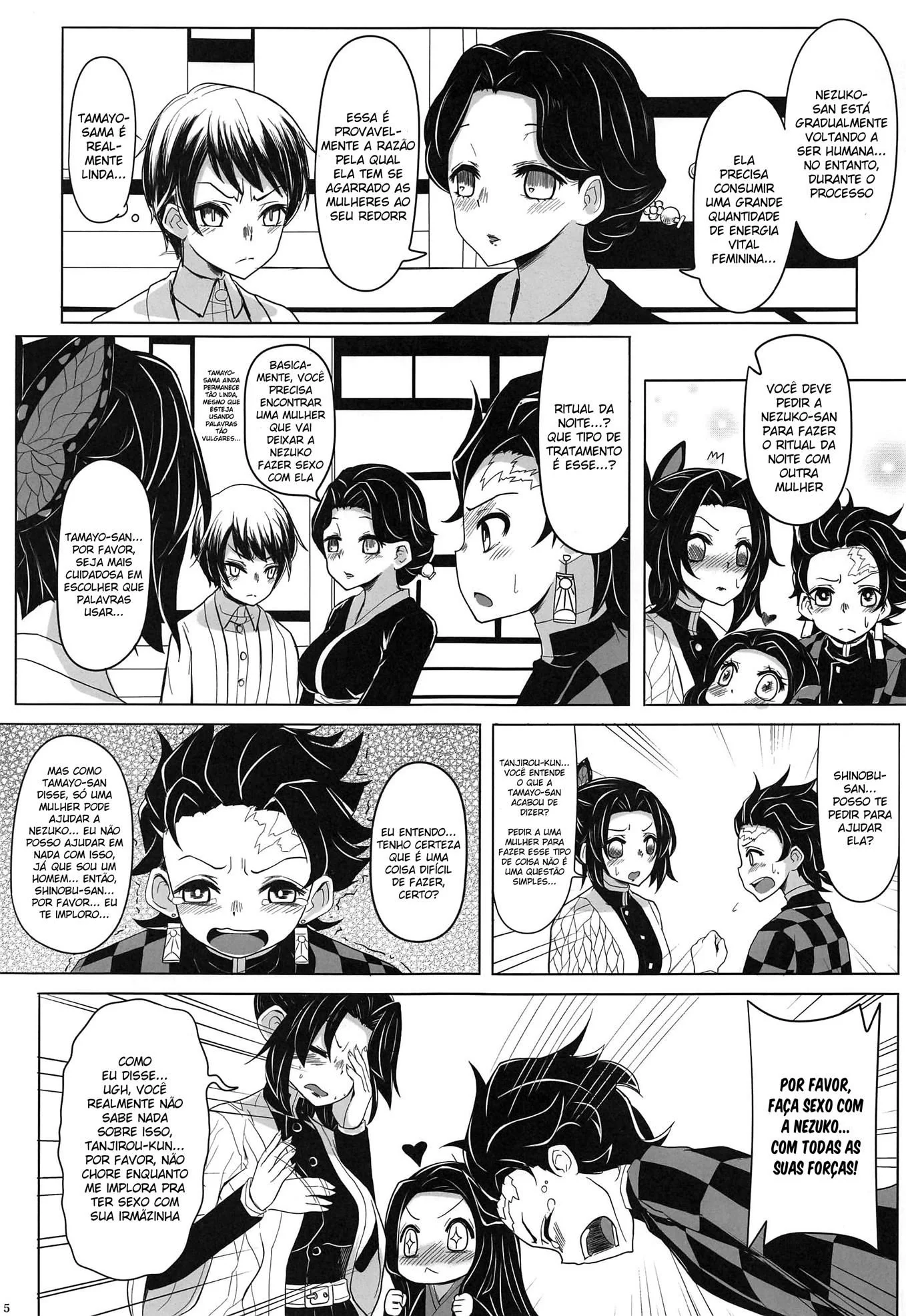 Nezuko Piranha Fode Com Rolas de Shinobu e Kanao em Hentai HQ Brasileiro