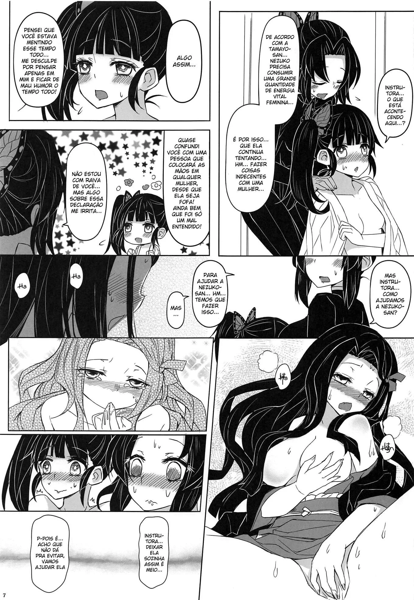 Nezuko Piranha Fode Com Rolas de Shinobu e Kanao em Hentai HQ Brasileiro