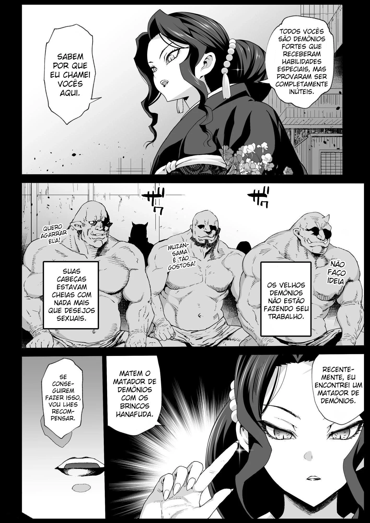 Shinobu Caçadora de Demônio tem sua Buceta Arrombada por Monstro Impiedoso em Hentai HQ Brasileiro