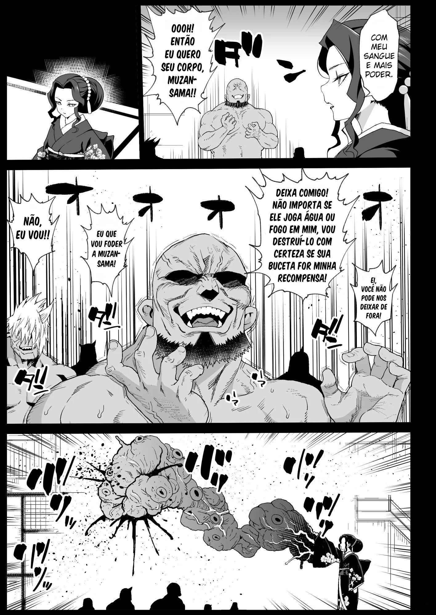 Shinobu Caçadora de Demônio tem sua Buceta Arrombada por Monstro Impiedoso em Hentai HQ Brasileiro