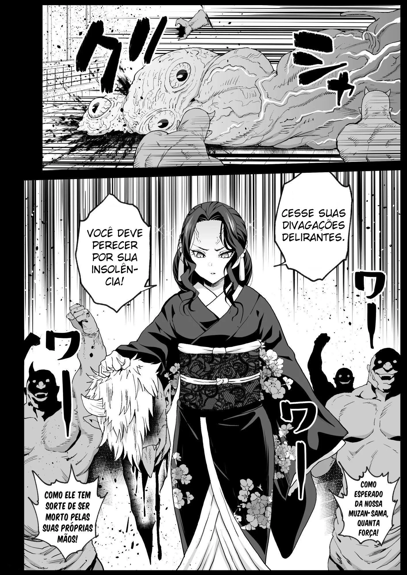 Shinobu Caçadora de Demônio tem sua Buceta Arrombada por Monstro Impiedoso em Hentai HQ Brasileiro