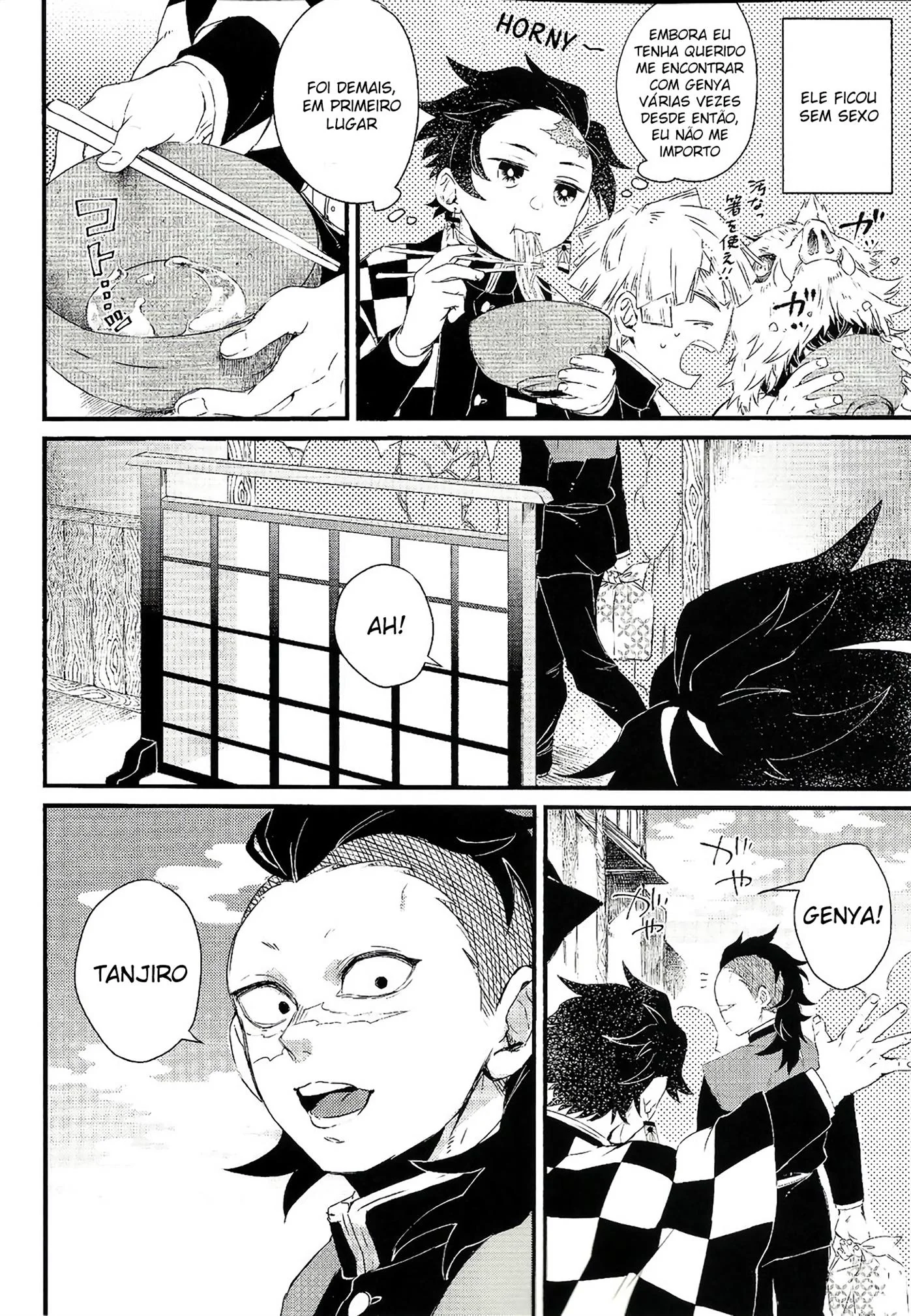Tanjiro, o safado da piroca faminta, em busca de bucetinhas apetitosas – Hentai HQ Brasileiro