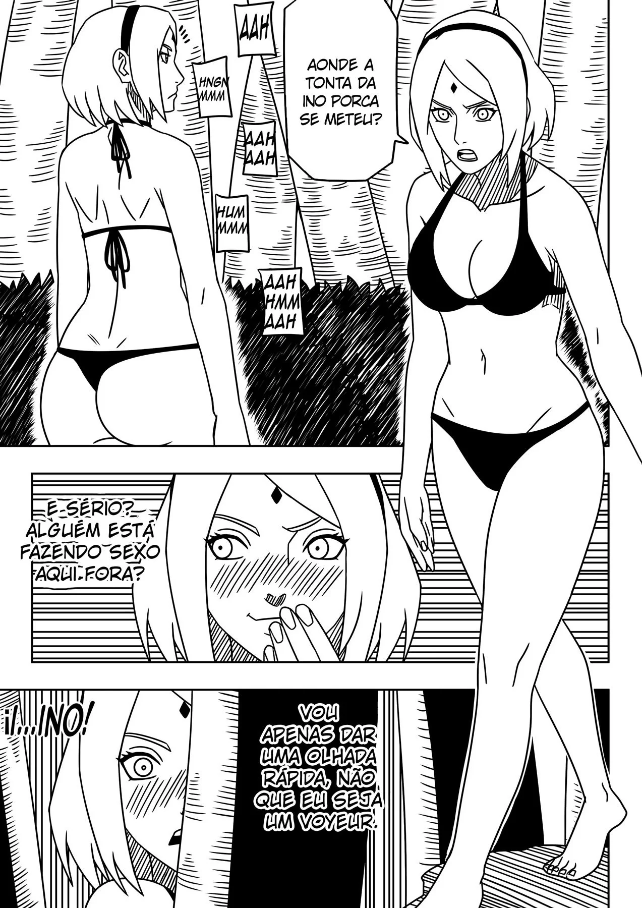 Naruto Hentai se dando bem com as piranhas da praia em HQ Brasileiro