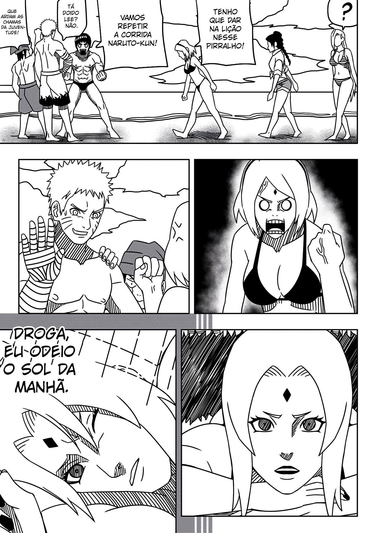 Naruto Hentai se dando bem com as piranhas da praia em HQ Brasileiro