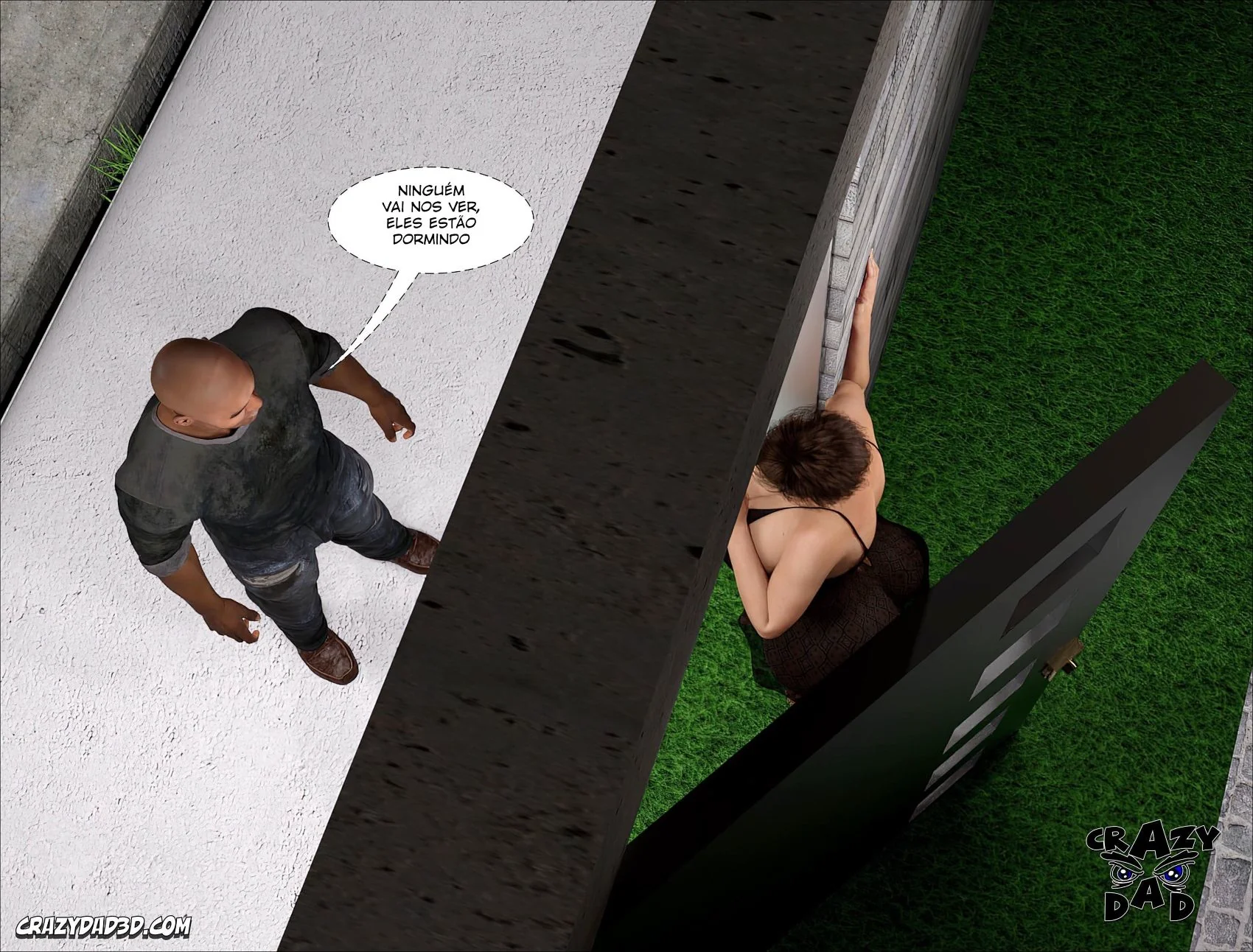Brandie traindo o corninho com o pauzão do amante no jardim – Hentai HQ Brasileiro