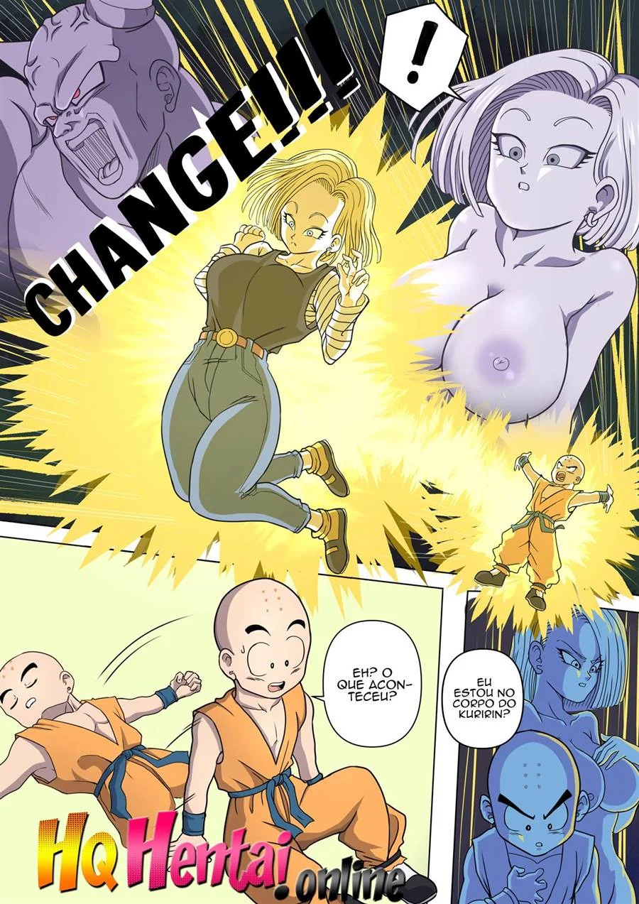 Dragon Ball: Bulma, Adroid 18 e Caulifla – Ginyu e as Trocas de Corpos Safadas em Hentai HQ