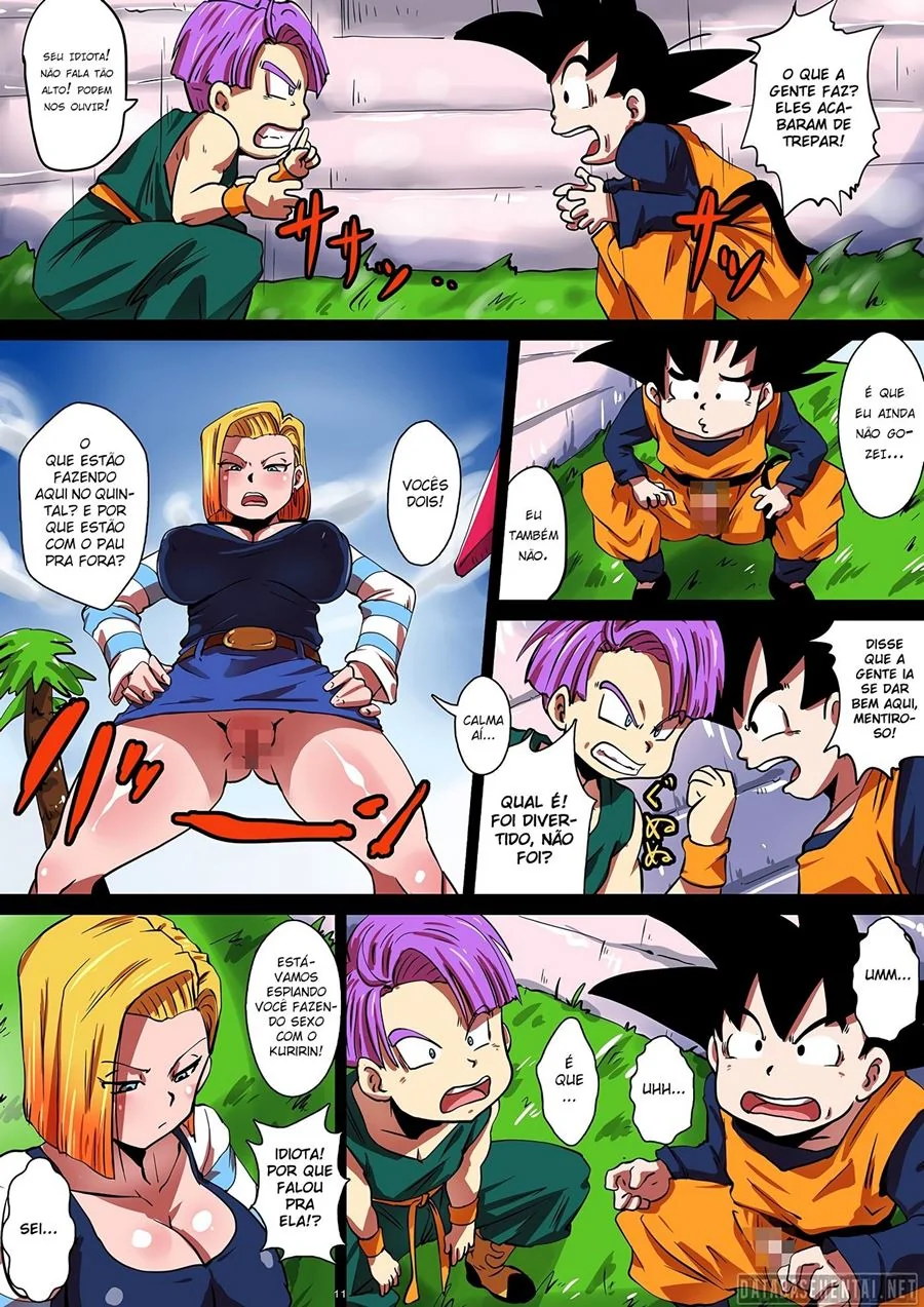 Dragon Ball Hentai: Orgia com Goten e Trunks em HQ