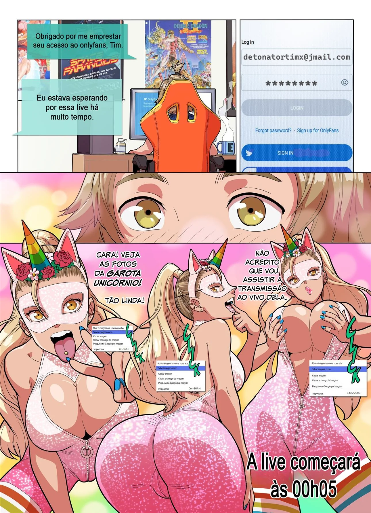 Mike o Virgem em Busca da Piroca Perdida em Hentai HQ Brasileiro