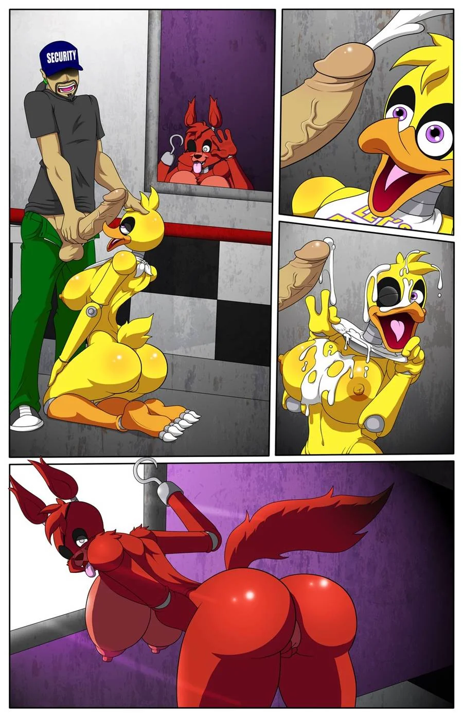 Segurança metendo em monstros peitudas sedentas por pica em hentai HQ
