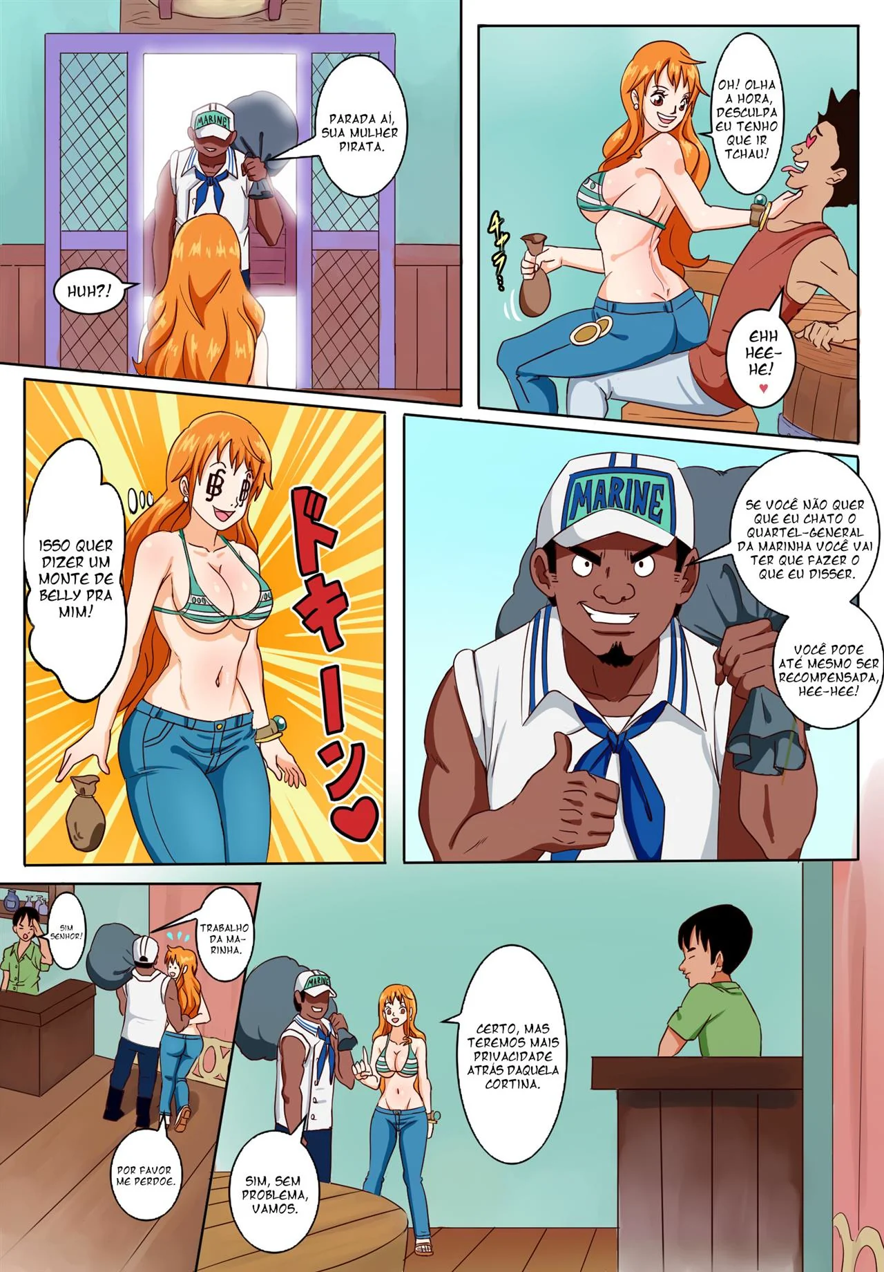 Nami safada roubando uns burros – Paródia One Piece Hentai inédita em HQ Brasileiro