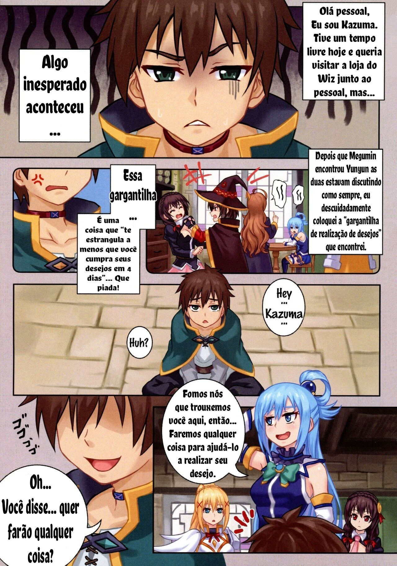 Kono Subarashii: Desejos Maravilhosos – Kazuma Fodendo Gostoso as Piranhas da Fantasia em HQ Brasileiro