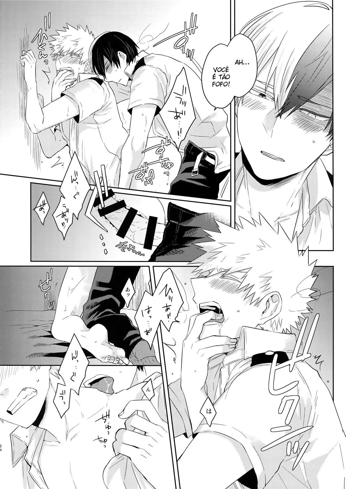 Piranha do My Hero Academia chupa a rola do amigo na HQ Brasileira de Hentai