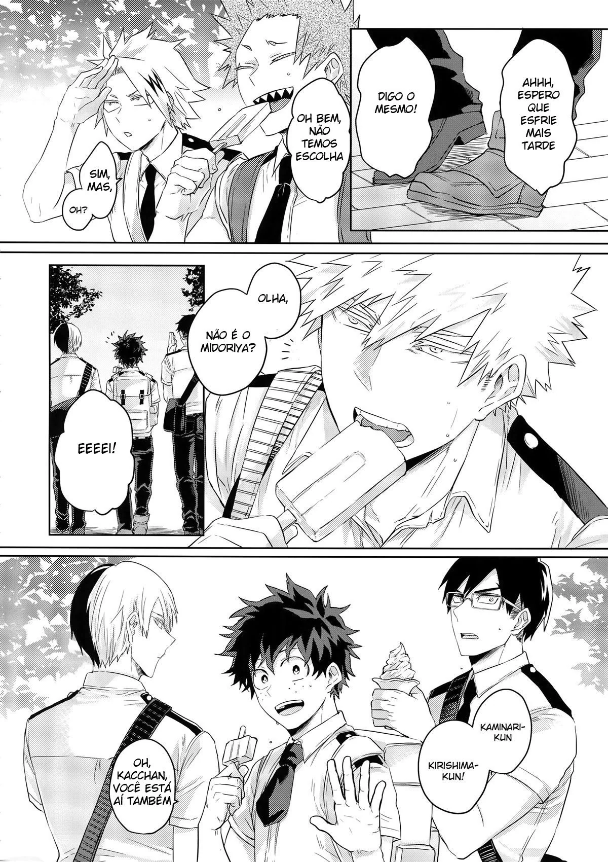 Piranha do My Hero Academia chupa a rola do amigo na HQ Brasileira de Hentai