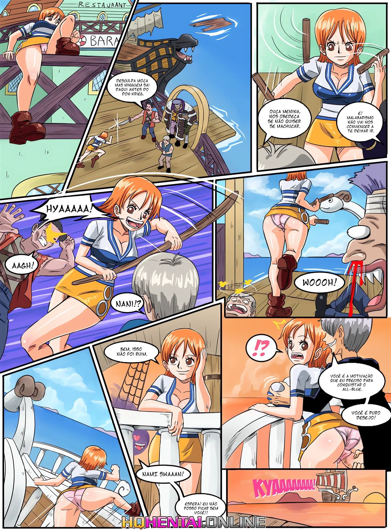 Nami Piranha Enfrenta Sanji Muito Puto – Paródia Hentai One Piece em HQ
