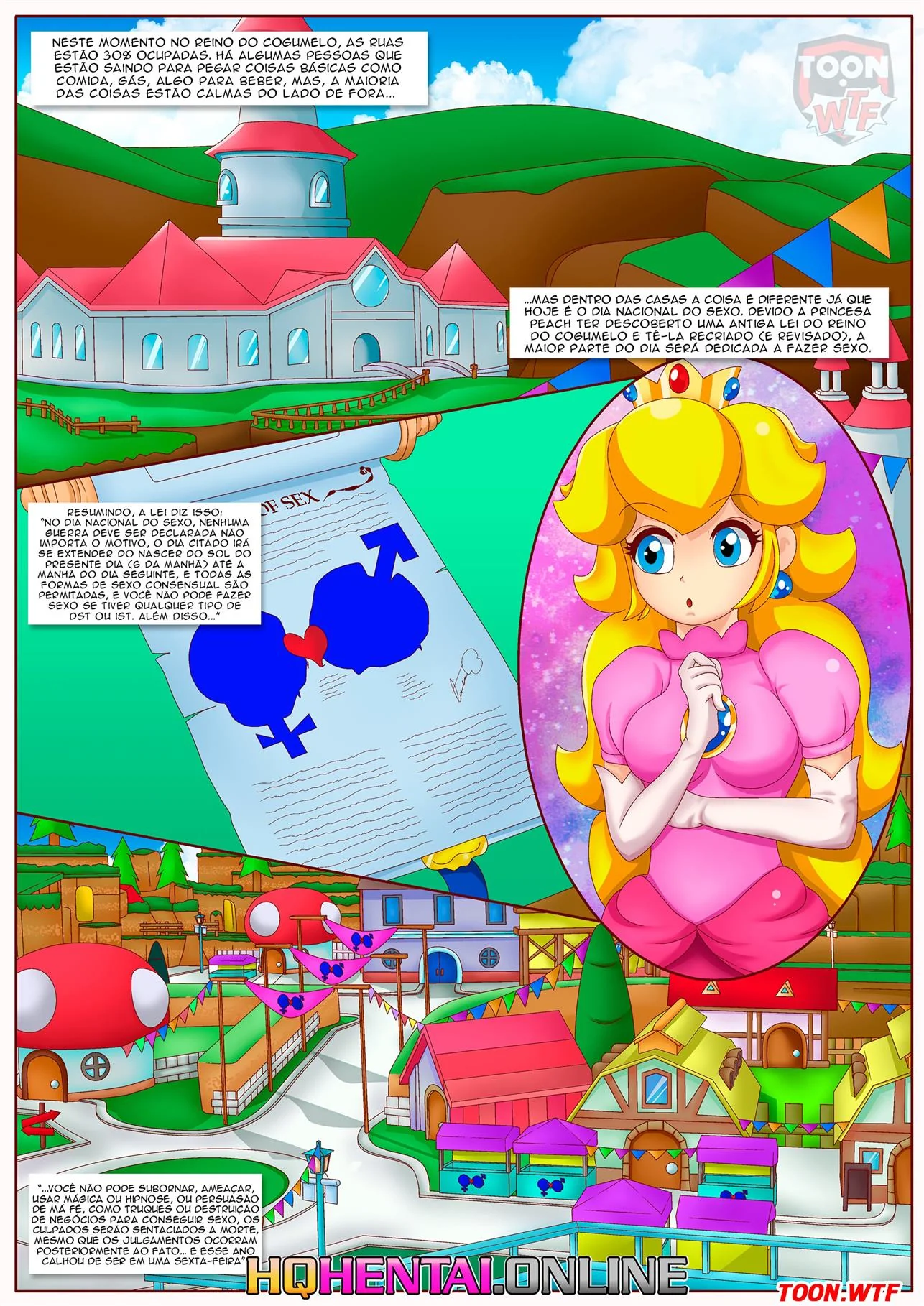 Dia da Putaria na Terra do Cogumelo – Princesa Peach liberando geral para trepar em hentai HQ!