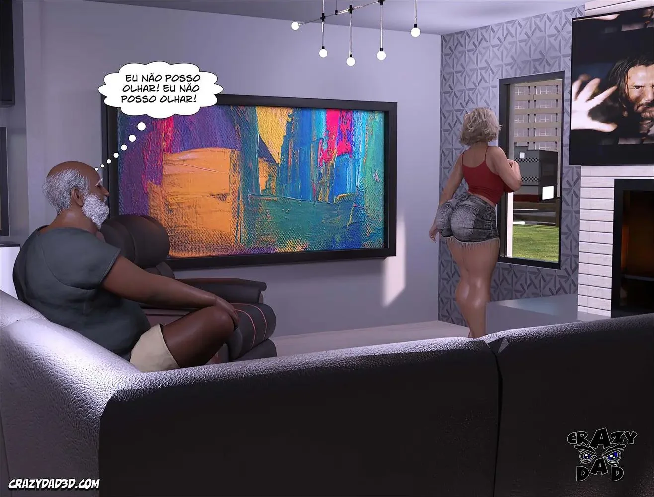 Incesto e Sacanagem: Andrew pegando o pai comendo sua esposa piranha em Hentai HQ Brasileiro
