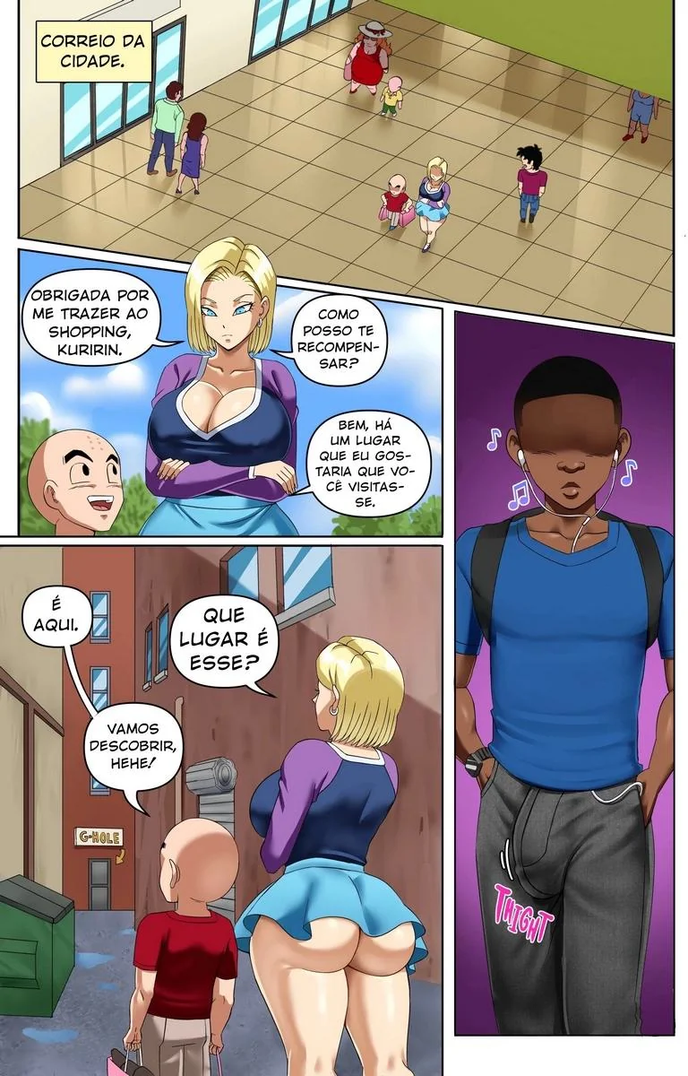 Android 18 no Gloryhole: Kuririn leva gostosa para chupar muita pica em Dragon Ball HQ Brasileiro