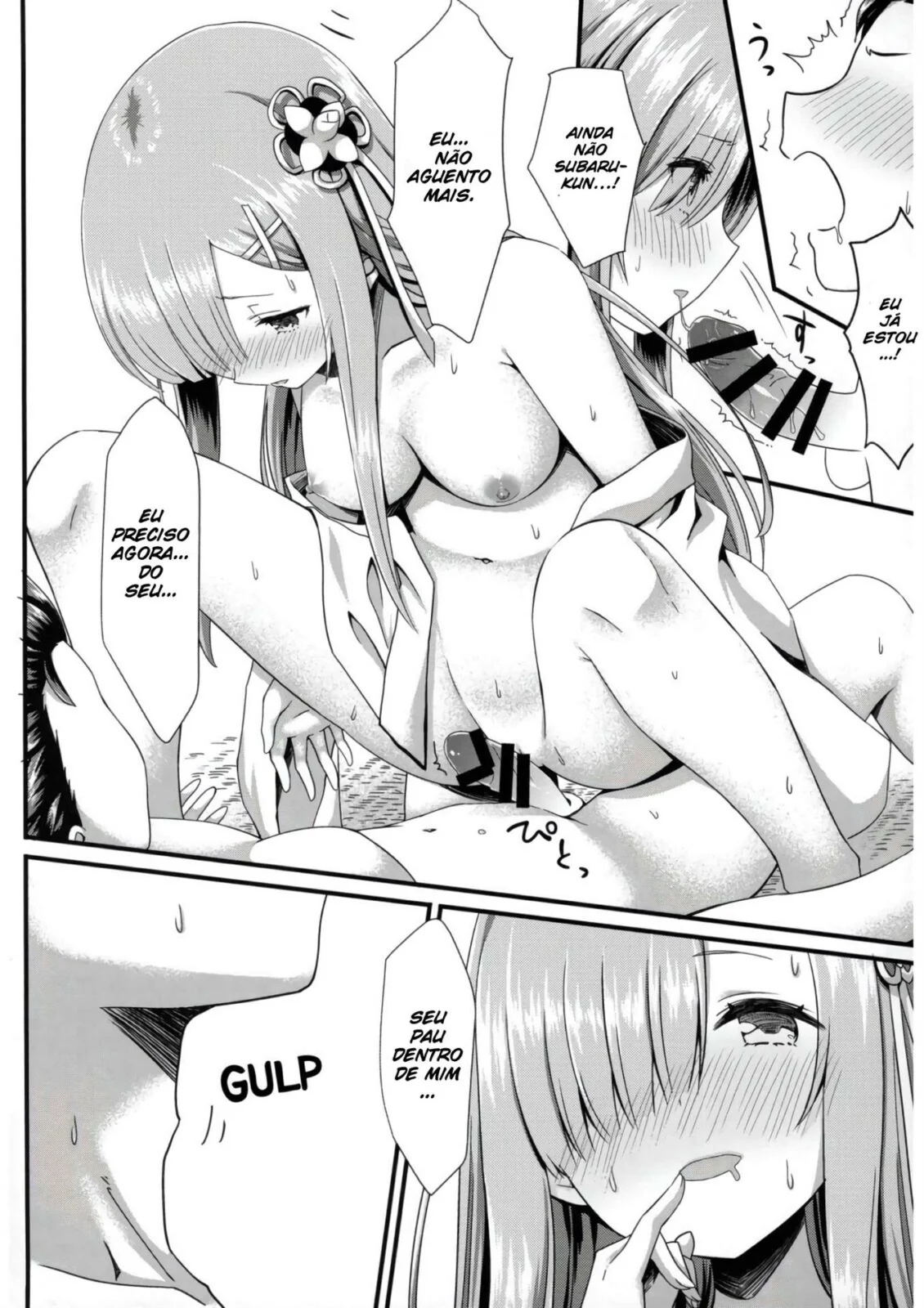 Rem da Buceta Apertada Fodendo com Subaru em Hentai HQ