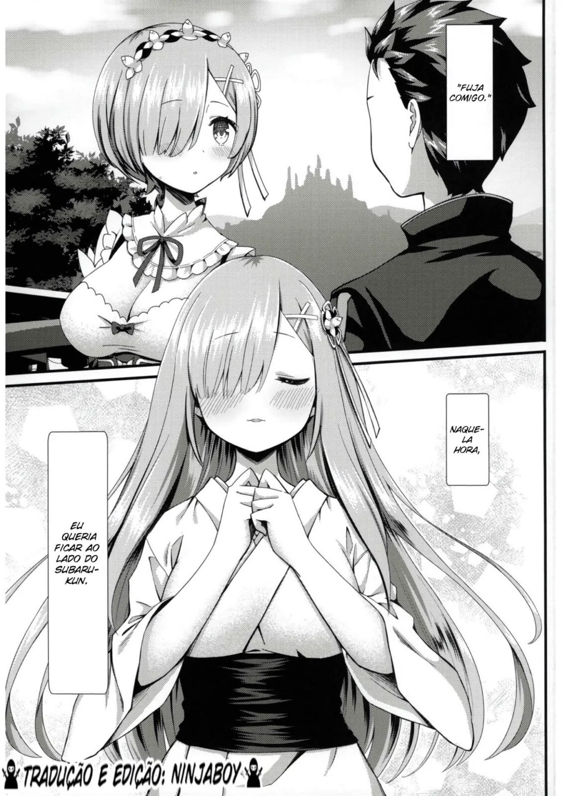 Rem da Buceta Apertada Fodendo com Subaru em Hentai HQ