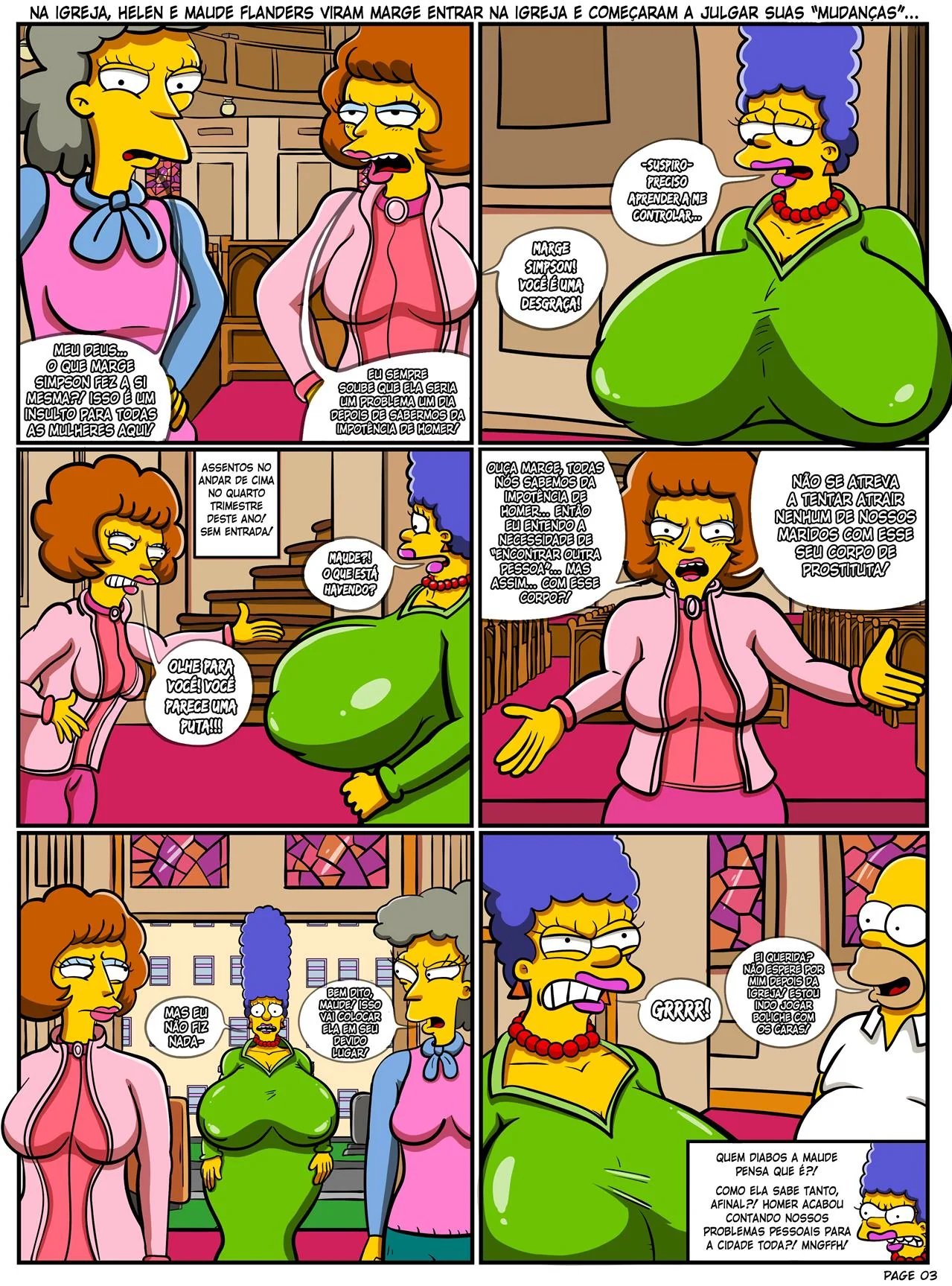 Marge trai Homer com o Bar em quadrinhos hentai dos Simpsons