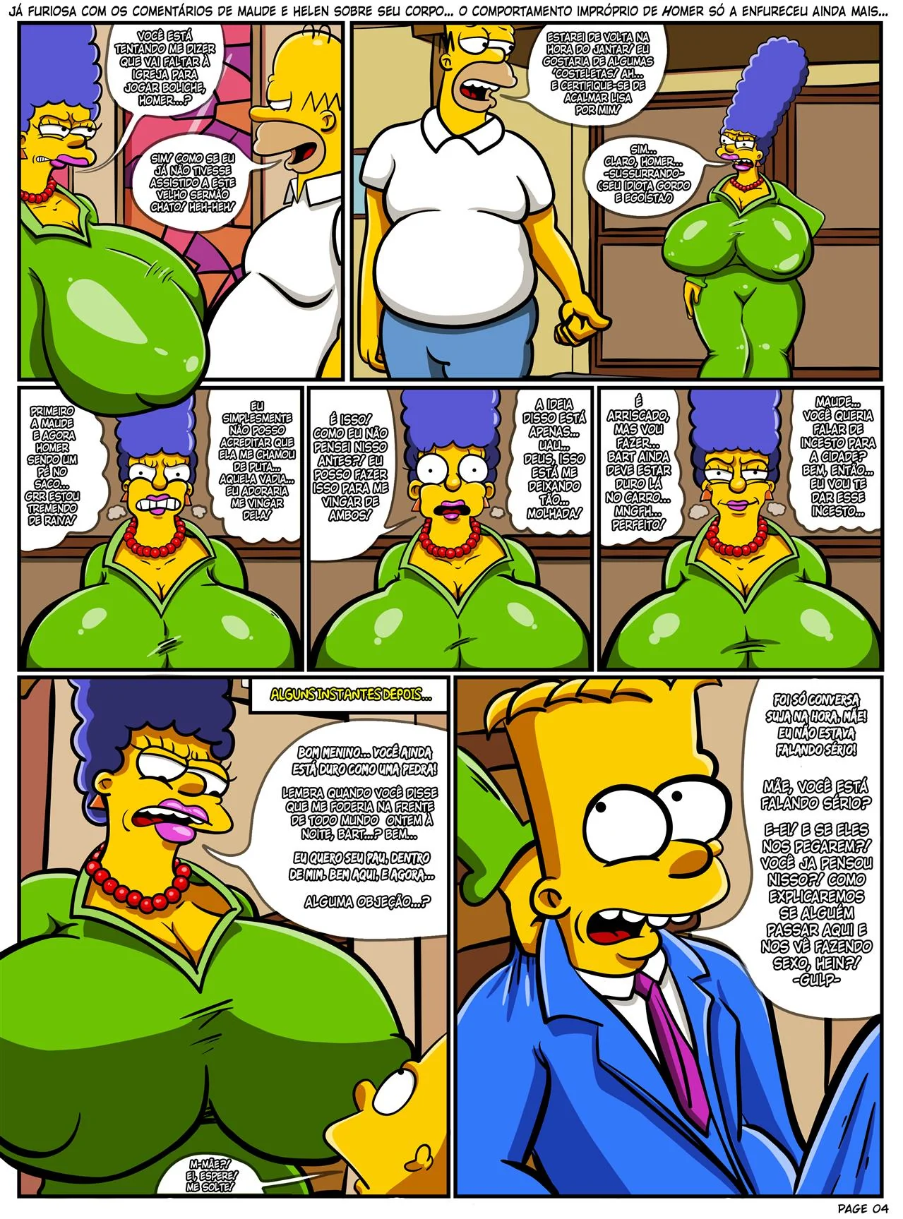 Marge trai Homer com o Bar em quadrinhos hentai dos Simpsons