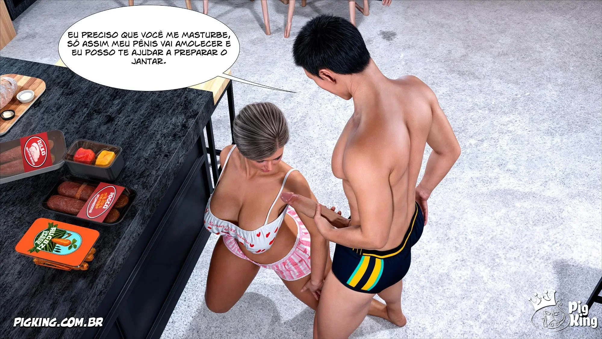Piranha Quarentona Seduzindo o Filho em Casa – PigKing em Hentai HQ Brasileiro
