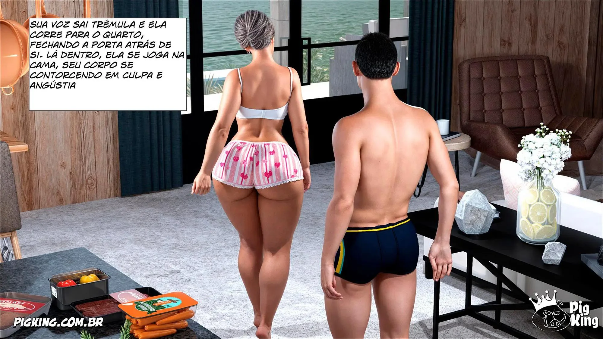Piranha Quarentona Seduzindo o Filho em Casa – PigKing em Hentai HQ Brasileiro