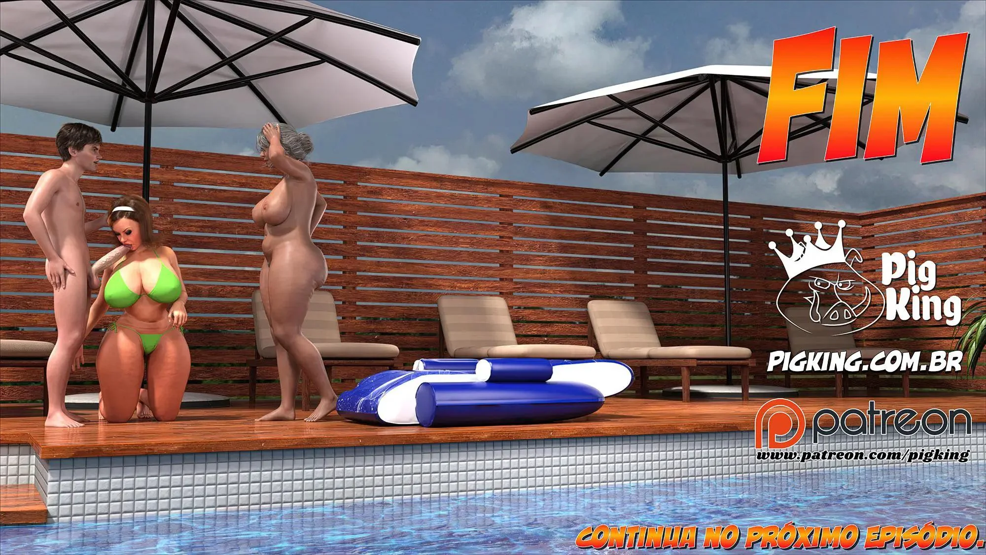 Suruba na Piscina: Mãe, Tia Ana e o Garoto Tarado – Hentai HQ Brasileiro