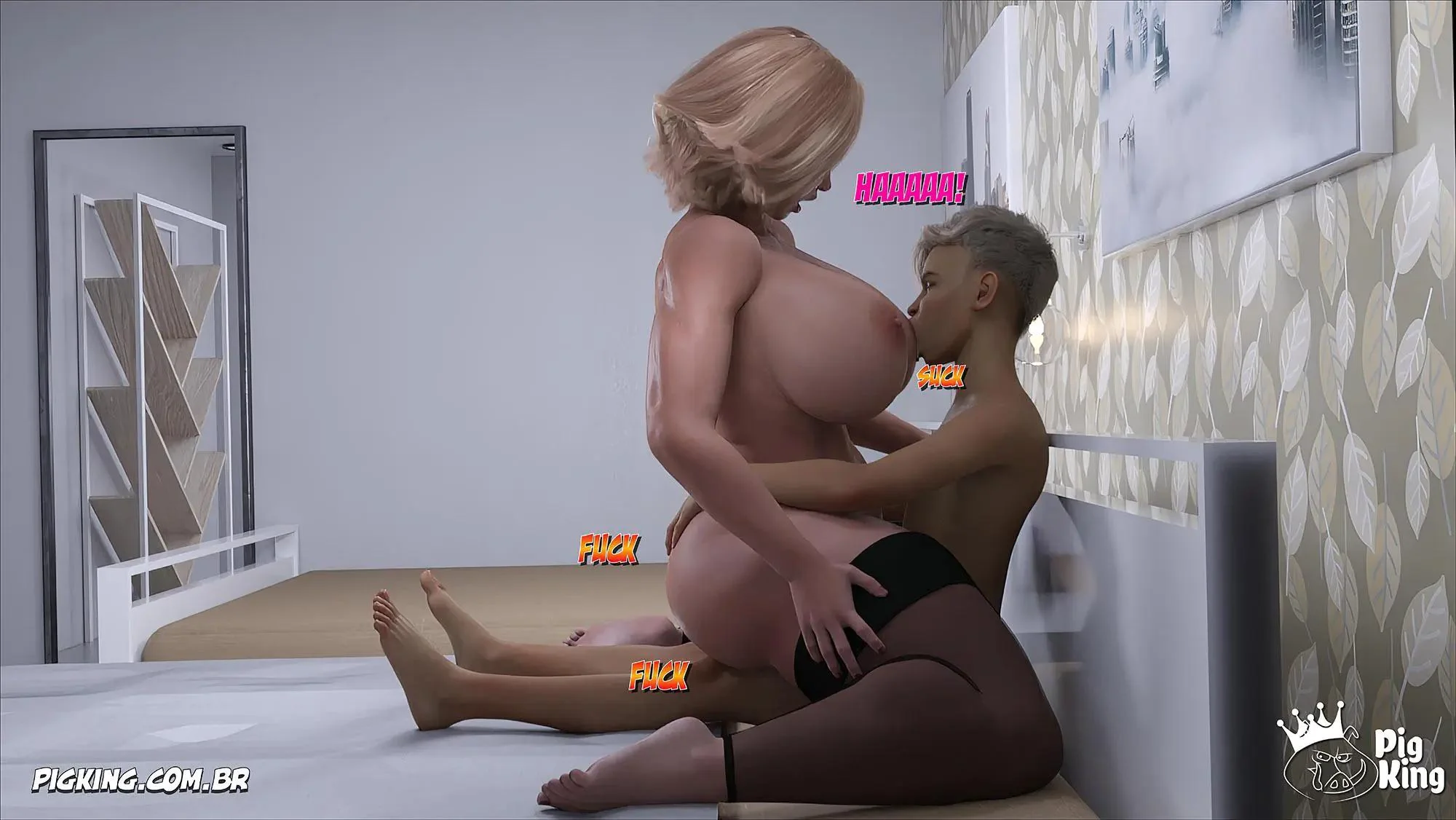 MILF tarada viciada na piroca gigante do filho em hentai HQ Brasileiro